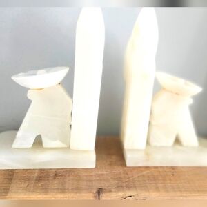 Vintage Mexican Onyx Stone Bookends